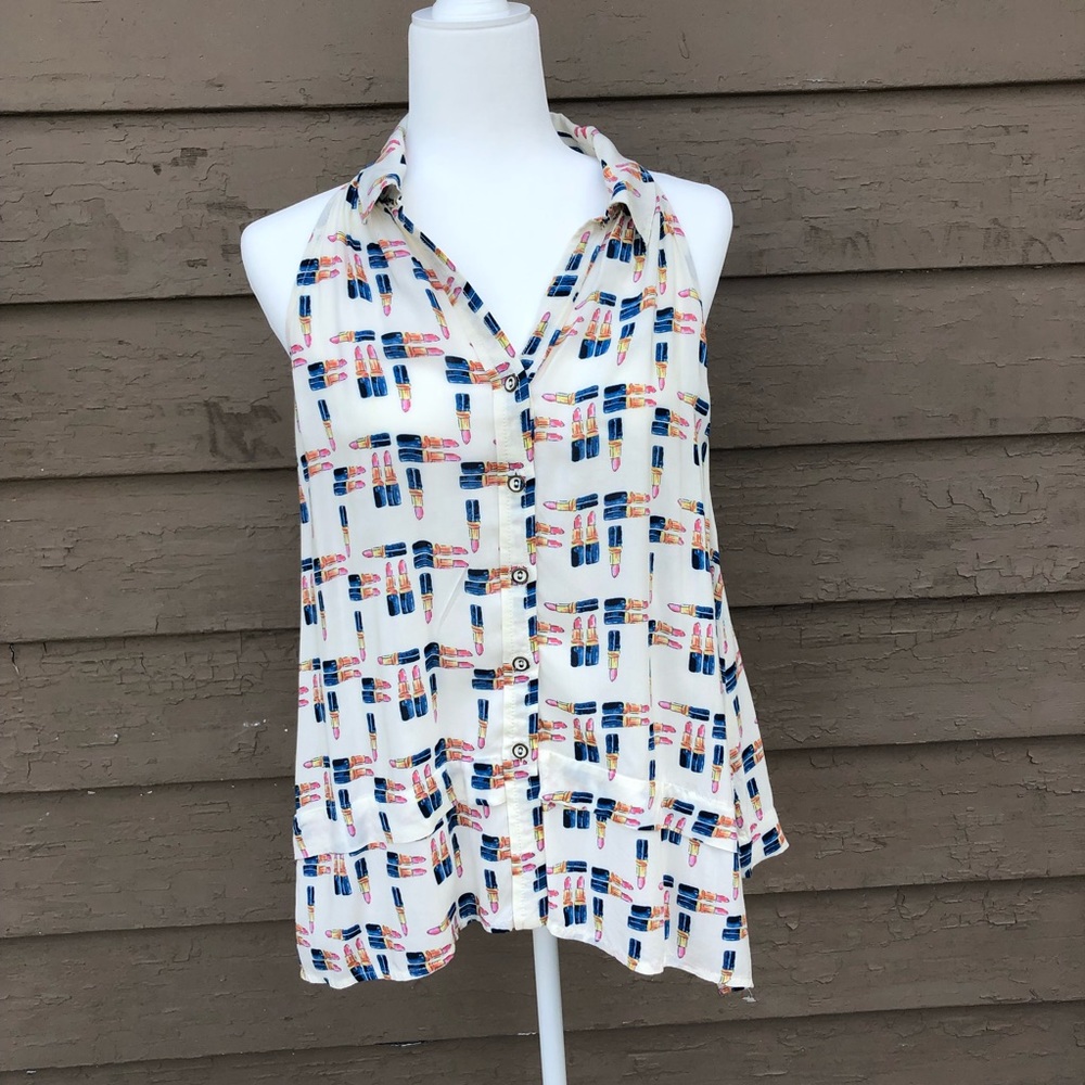 Anthropologie Maeve Tesni swing lipstick top! - Picture 2 of 8